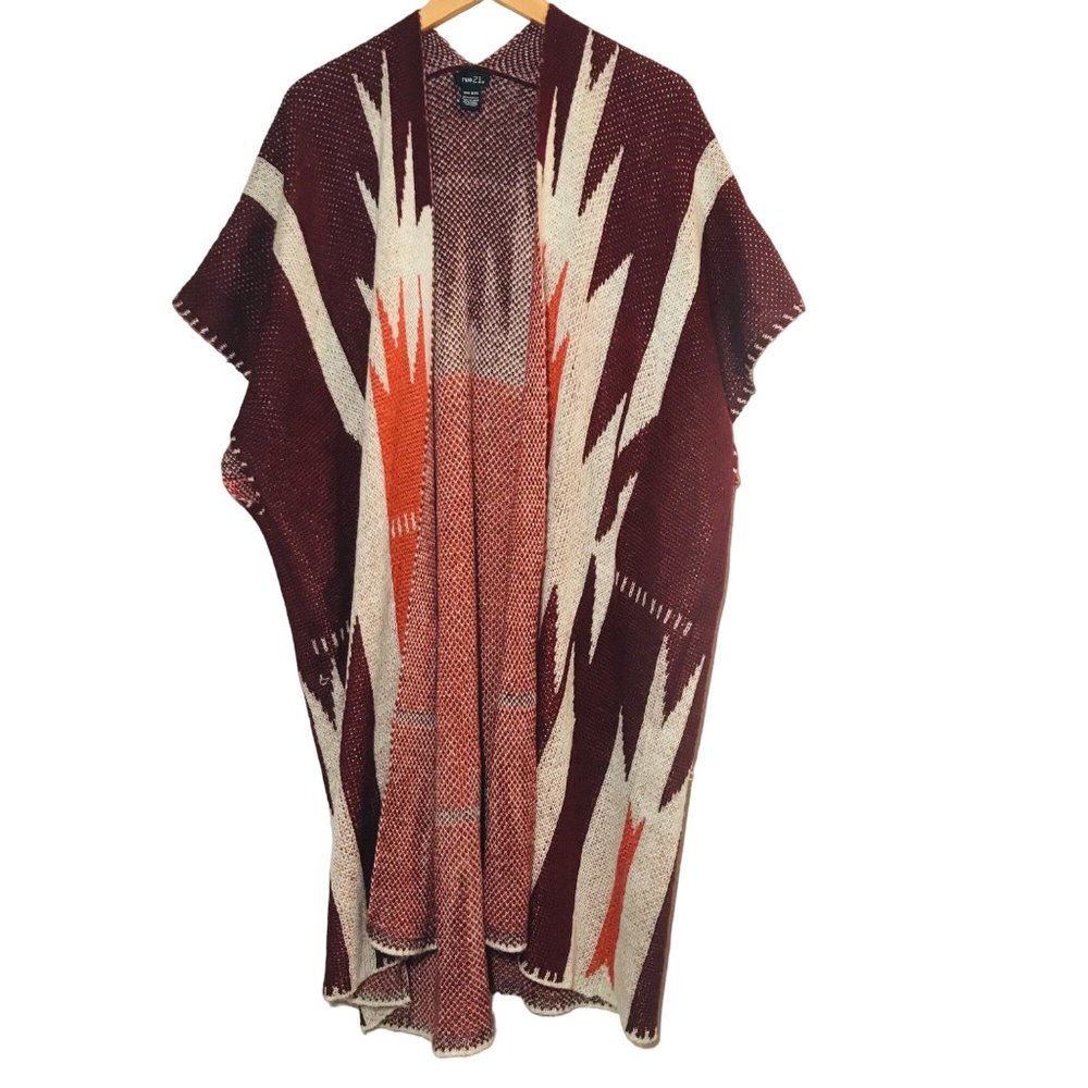 Rue21 Longline Knit Cardigan Boho Southwestern Open-Front One Size